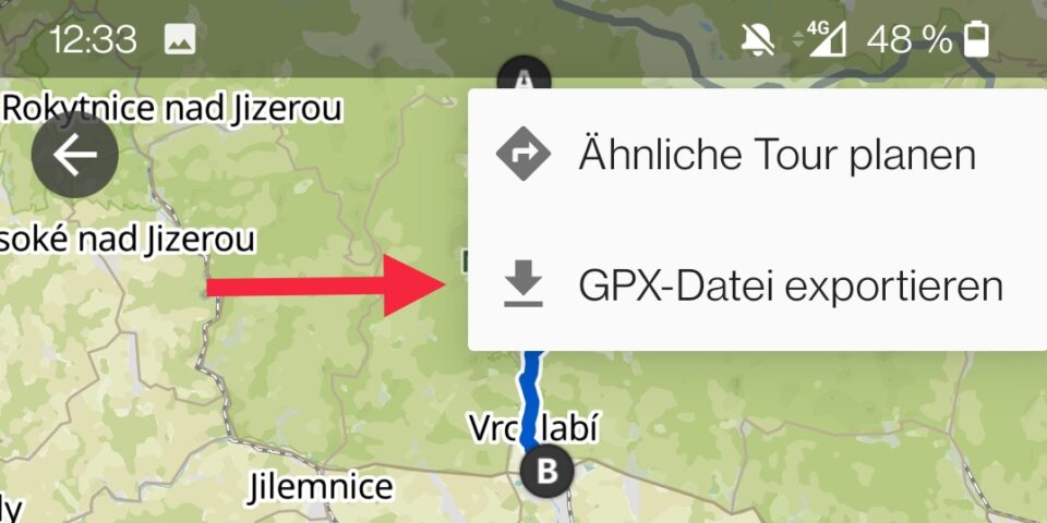 Einfaches importieren der GPX-Datei – MyHomeFIT